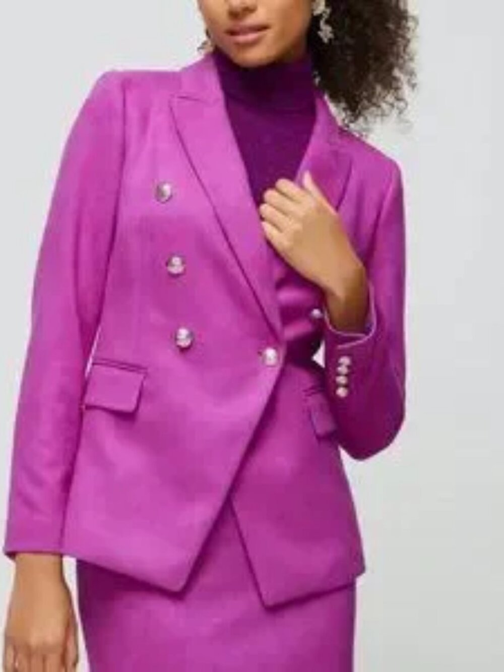 White House Black Market “Baie” Double-Breasted Ultra Suede Studio Blazer